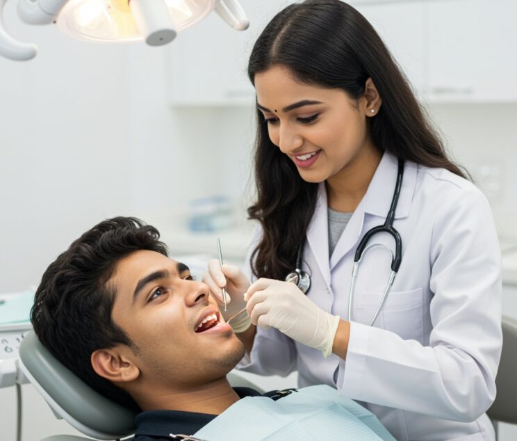A,Indian,Young,Handsome,Female,Dental,Doctor,Checking,Up,A